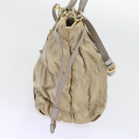 PRADA Hand Bag Nylon 2way Beige Auth ac2285 - Picture 4 of 16